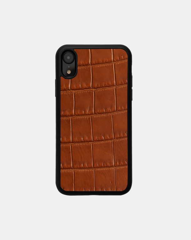 Light brown crocodile skin case for iPhone XR
