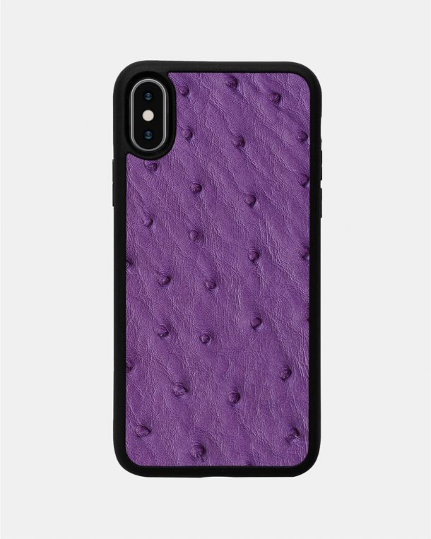 Чехол из фиолетовой кожи страуса с фолликулами для iPhone XS Max