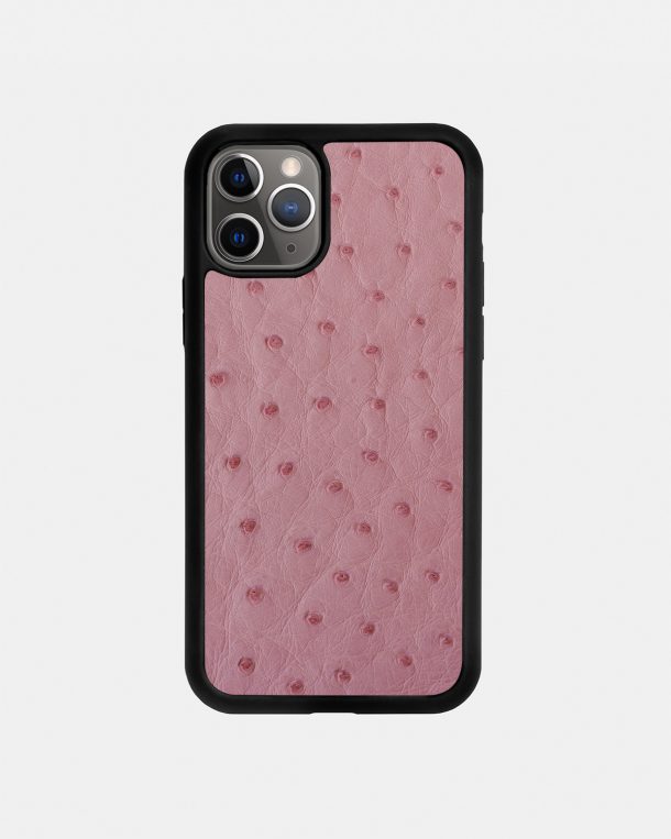 Чехол из розовой кожи страуса с фолликулами для iPhone 11 Pro