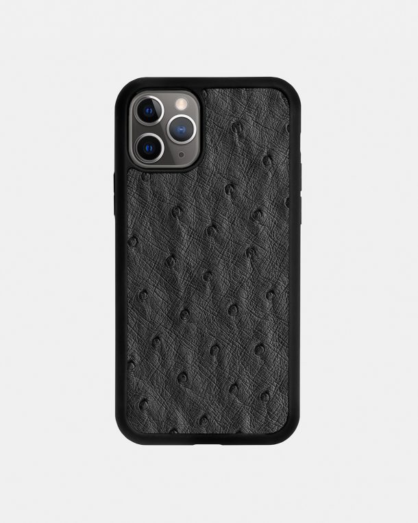 Dark gray ostrich skin case for iPhone 11 Pro