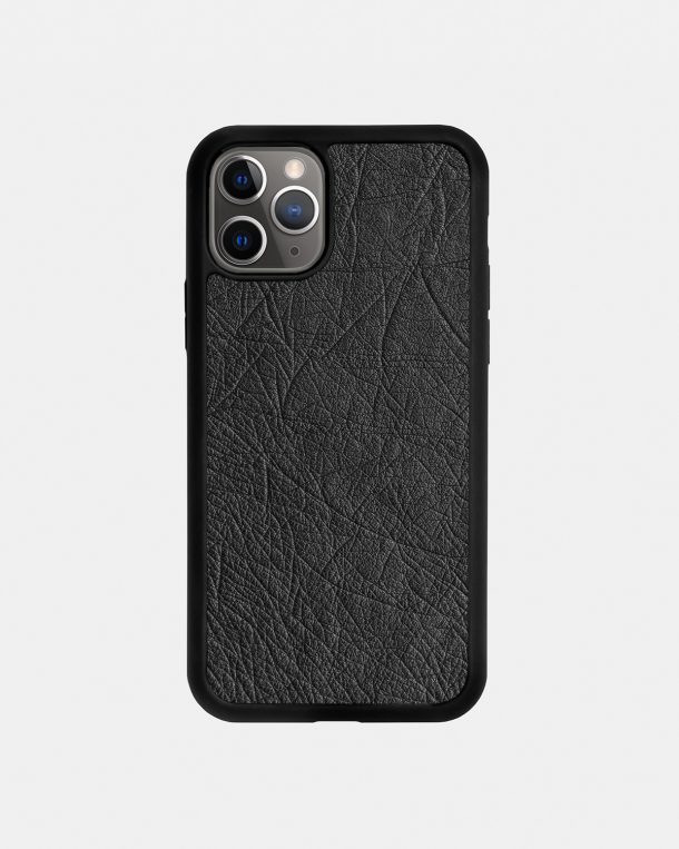 Чехол из темно-серой кожи страуса без фолликул для iPhone 11 Pro