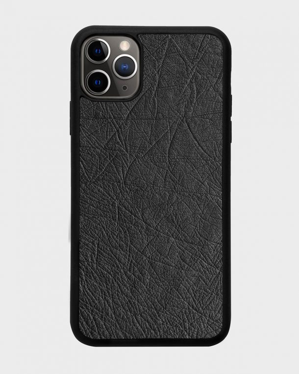 Чехол из темно-серой кожи страуса без фолликул для iPhone 11 Pro Max