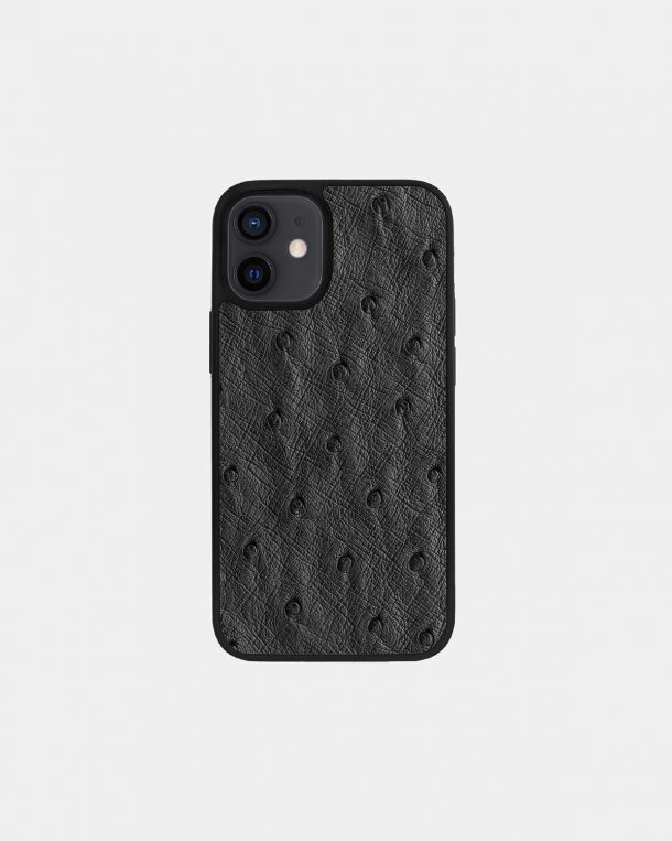 Dark gray ostrich skin case for iPhone 12 Mini