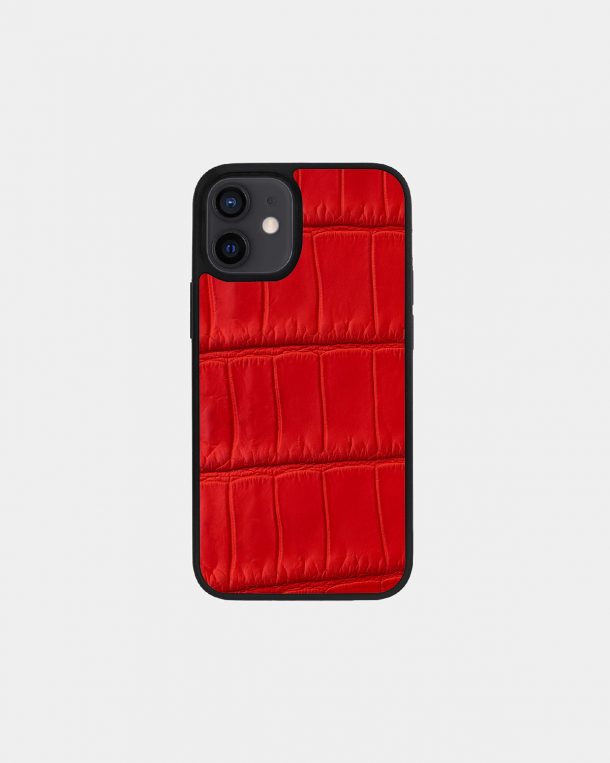 Чохол із червоної шкіри крокодила для iPhone 12 Mini
