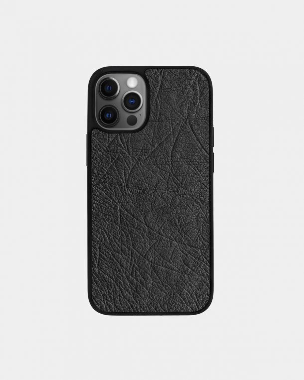 Чехол из темно-серой кожи страуса без фолликул для iPhone 12 Pro
