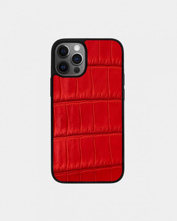 Чохол із червоної шкіри крокодила для iPhone 12 Pro