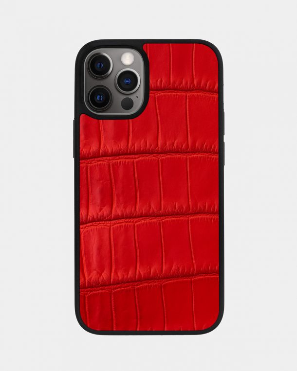 Чохол із червоної шкіри крокодила для iPhone 12 Pro Max