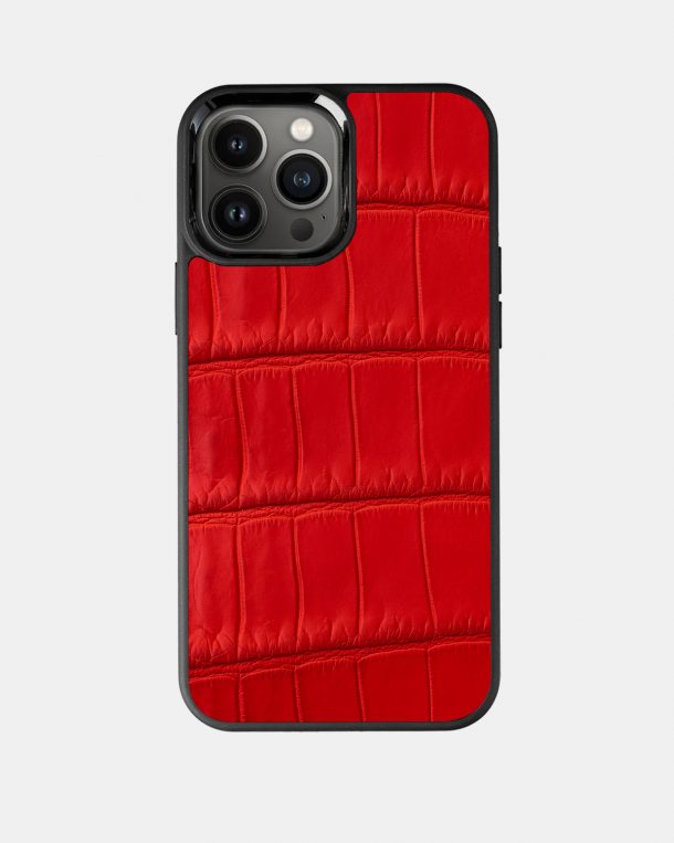 Чехол из красной кожи крокодила для iPhone 13 Pro Max с MagSafe