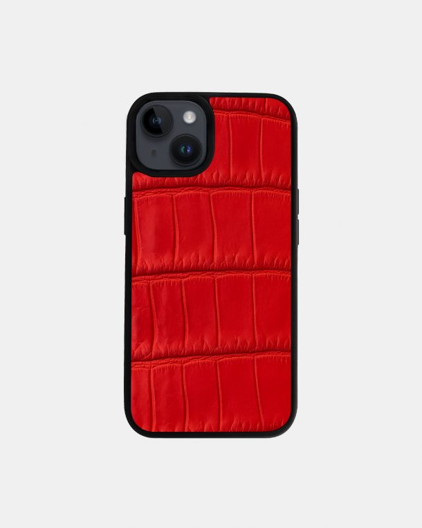 Чохол із червоної шкіри крокодила для iPhone 14