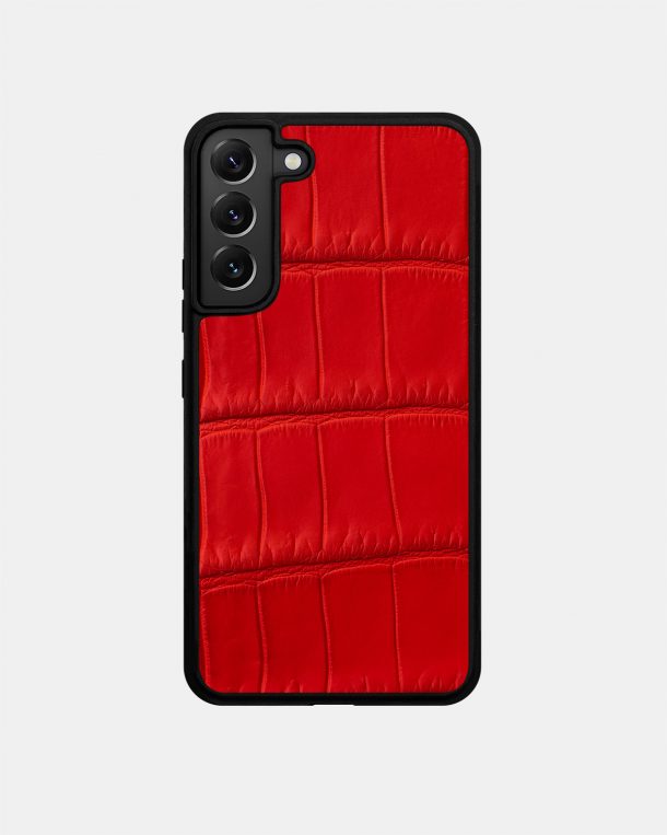 Red crocodile skin case for Samsung S22