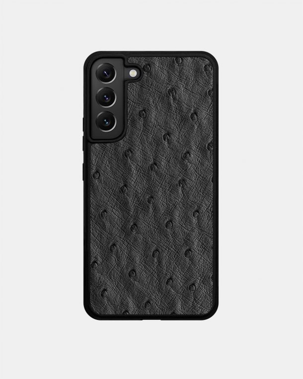 Dark Gray Follicle Ostrich Leather Case for Samsung S22
