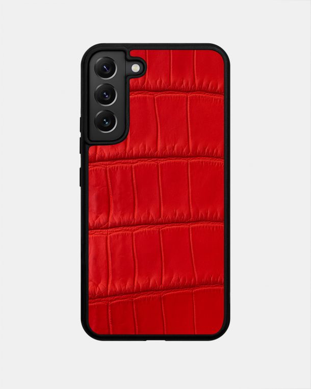 Чохол із червоної шкіри крокодила для Samsung S22 Plus