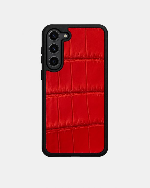 Red crocodile skin case for Samsung S23