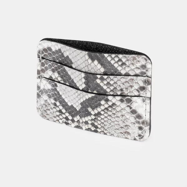 price for Card holder made of black and white python skin with small scales