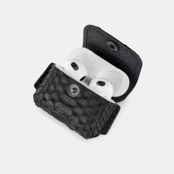 price for Cover for AirPods Pro/Pro 2 made of black python skin with wide scales