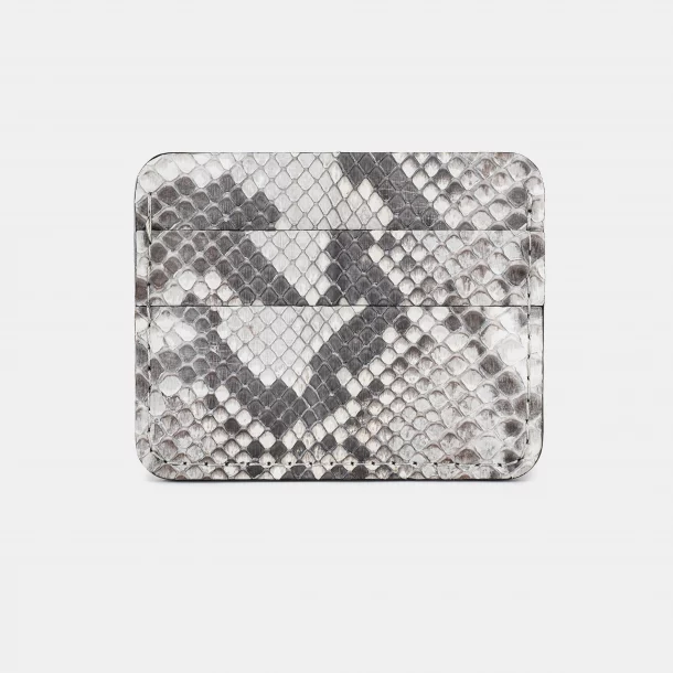 Card holder made of black and white python skin with small scales