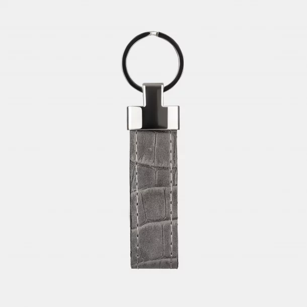 Keychain made of gray crocodile embossing