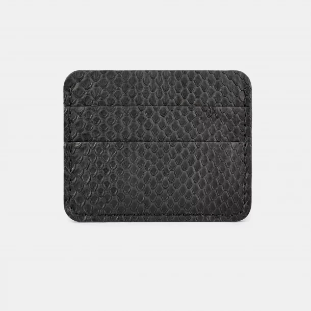 Card holder made of black python skin with small scales