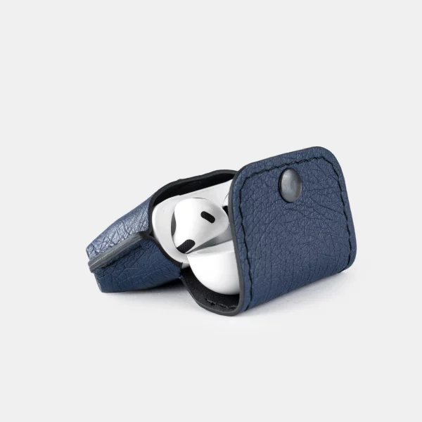 Case for AirPods 3 made of dark blue ostrich skin without follicles in Kyiv