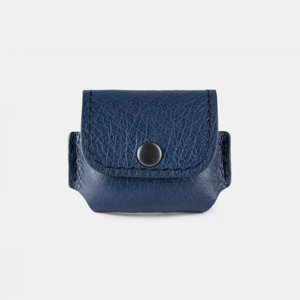 Case for AirPods Pro/Pro 2 made of dark blue follicle-free ostrich leather