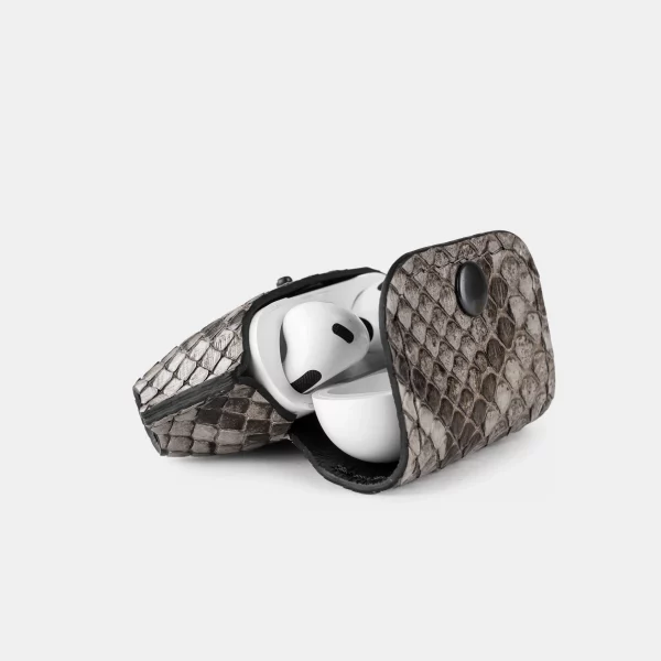 price for Cover for AirPods 1/2 made of gray python skin with small scales