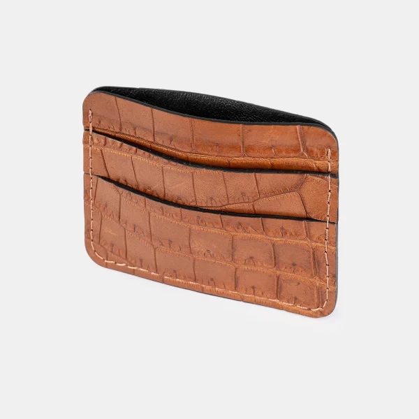 price for Card holder made of light brown crocodile skin