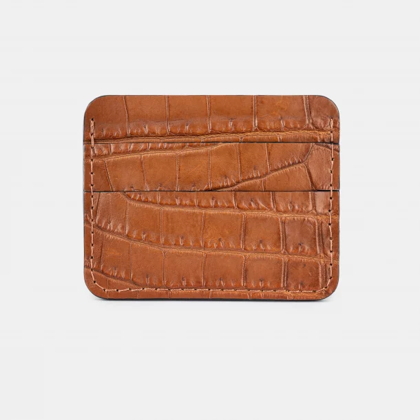 Card holder made of light brown crocodile leather