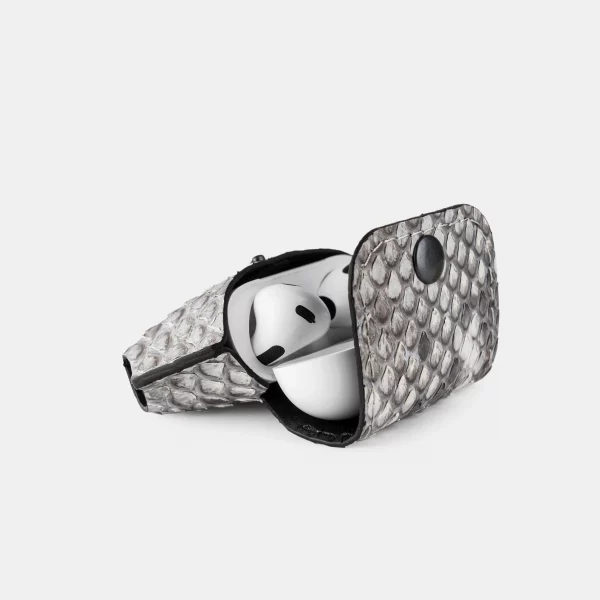 price for Cover for AirPods 1/2 made of black and white python skin with small scales