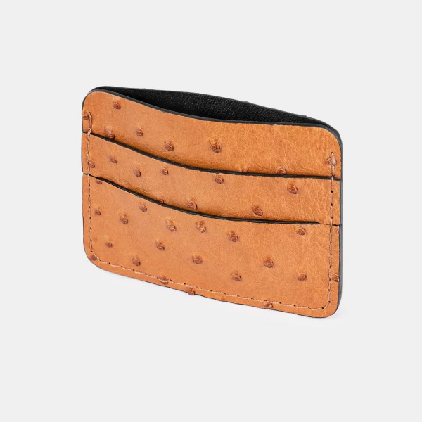 price for Card holder made of brown ostrich skin with follicles