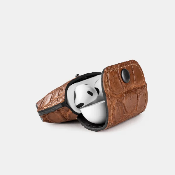 Case for AirPods 1/2 made of light brown crocodile skin in Kyiv