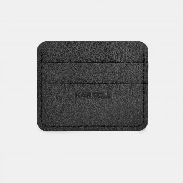 Cardholder made of black ostrich skin without follicles