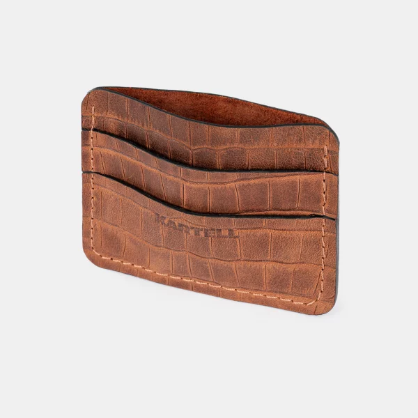 price for Red crocodile embossing card holder on calfskin