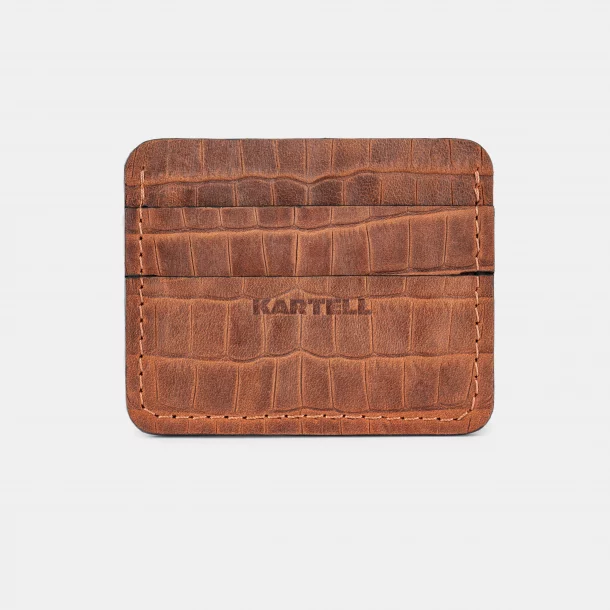 Cardholder made of red crocodile embossing on calfskin