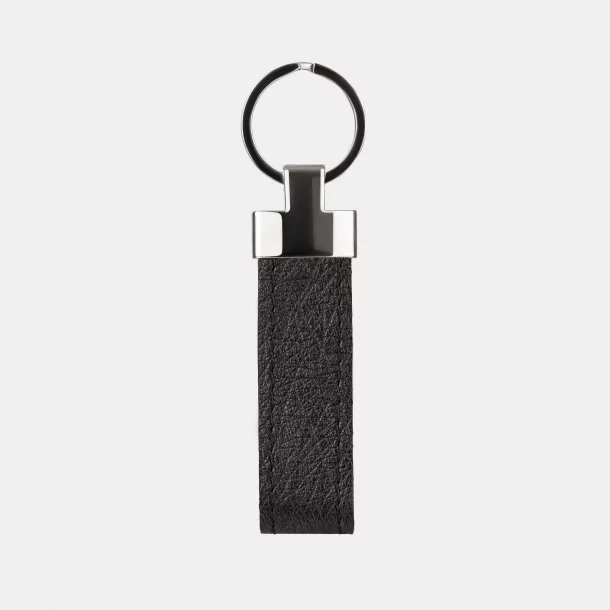 Keychain made of black ostrich skin without follicles