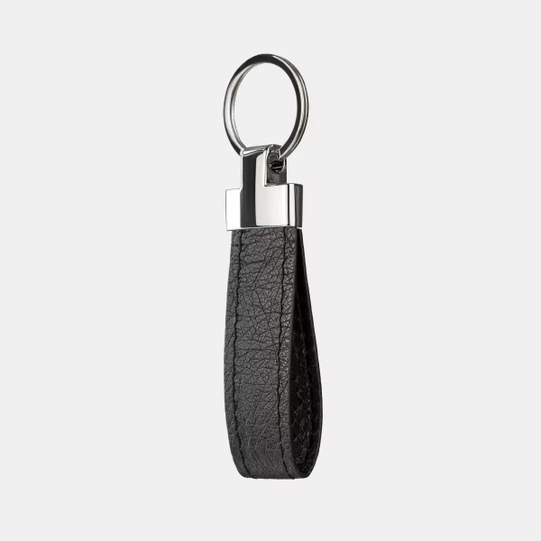 price for Keychain made of black ostrich skin without follicles