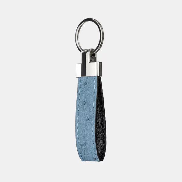price for Keychain made of blue ostrich skin with follicles