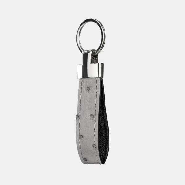 price for Keychain made of gray ostrich skin with follicles