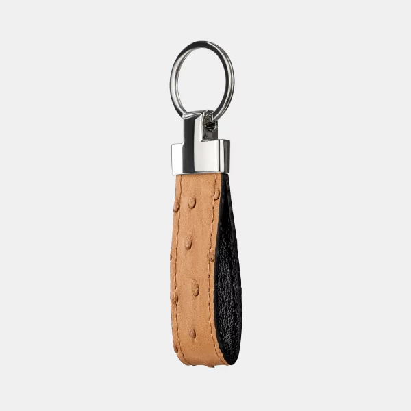 price for Keychain made of light brown ostrich skin with follicles