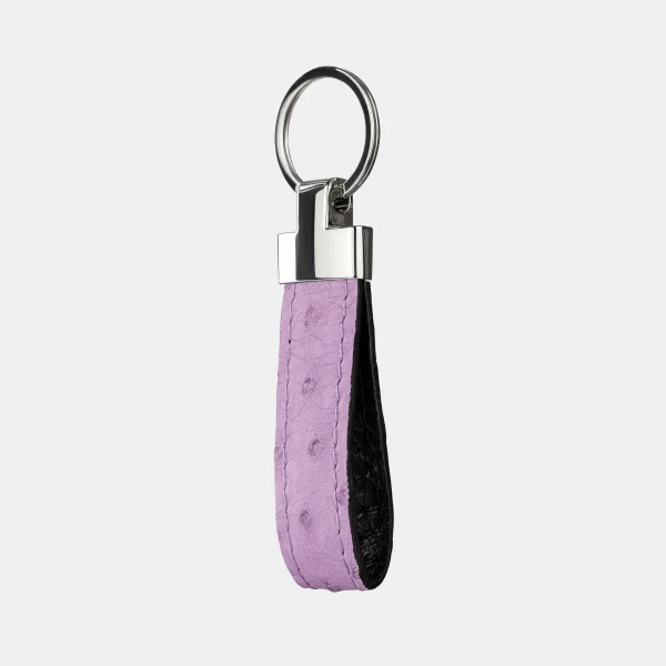 price for Keychain made of purple ostrich skin with follicles