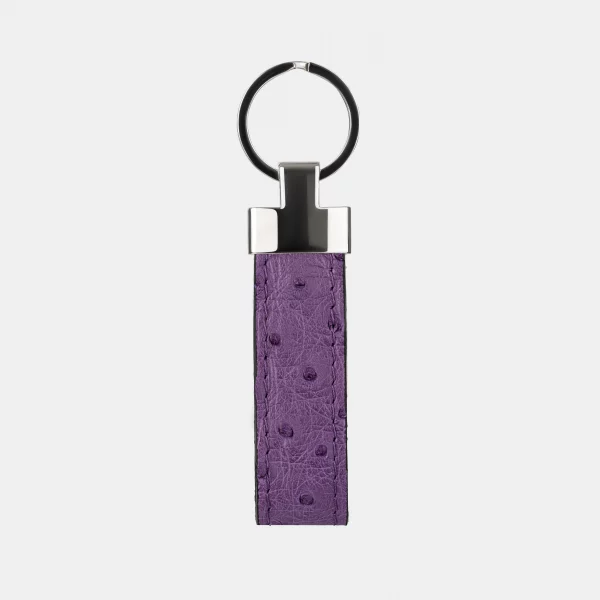 price for Keychain made of purple ostrich skin with follicles