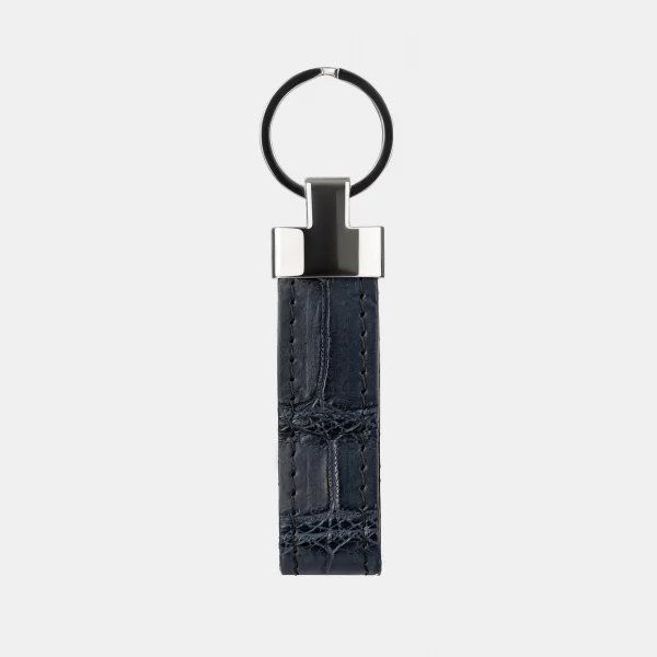 price for Keychain made of dark blue crocodile skin