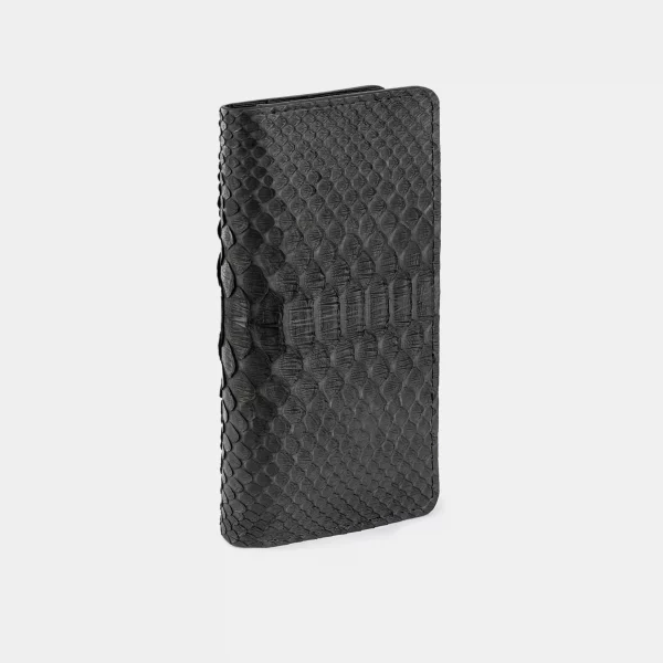 Wallet made of black python skin with wide scales in Kyiv
