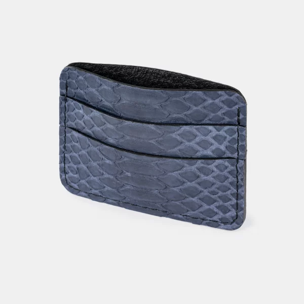 price for Card holder made of dark blue python skin with wide scales