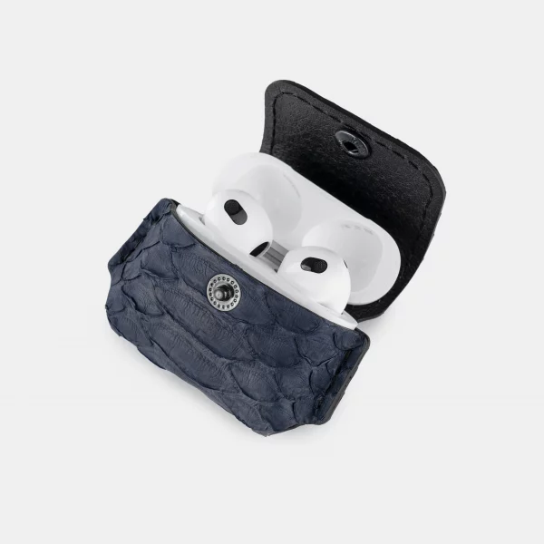 price for Cover for AirPods Pro/Pro 2 made of dark blue python skin with wide scales