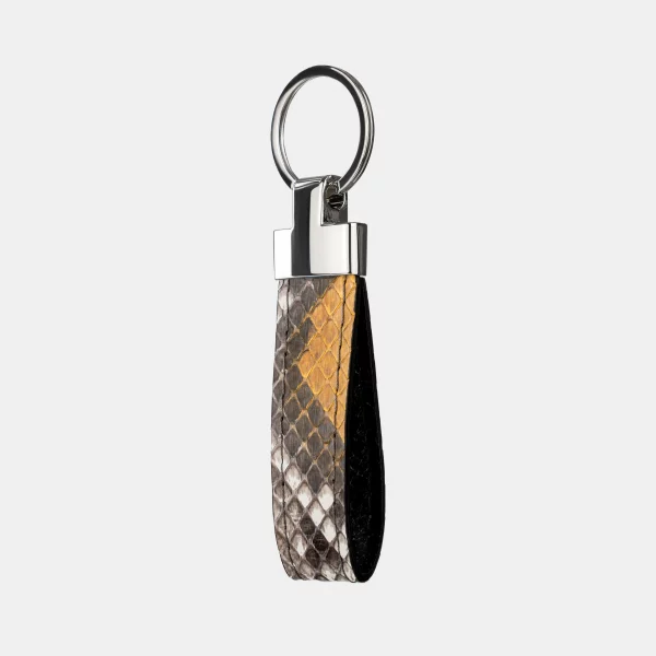 price for Keychain made of gray-yellow python skin