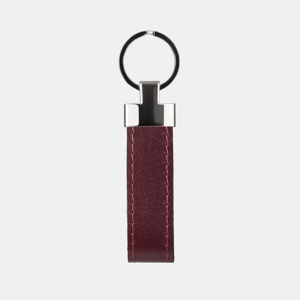 Keychain made of burgundy calfskin