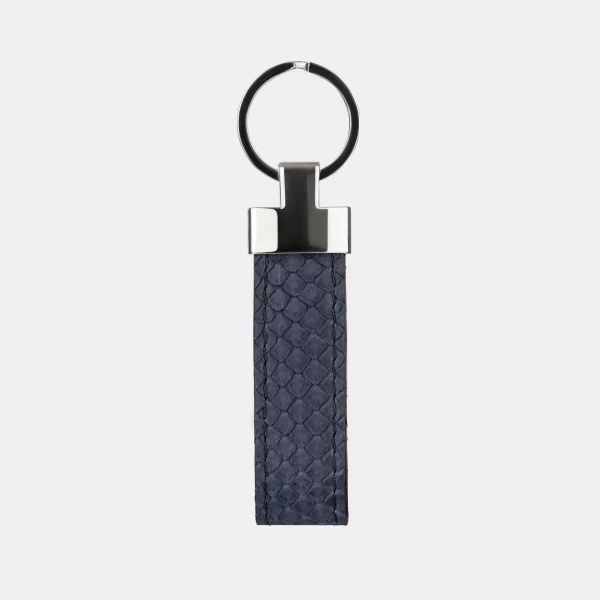 price for Keychain made of dark blue python skin