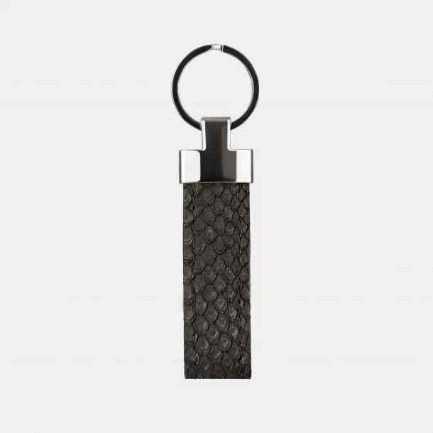 Keychain made of black python skin