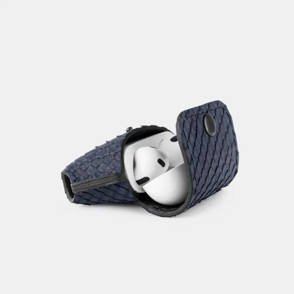 price for Cover for AirPods 1/2 made of dark blue python skin with small scales