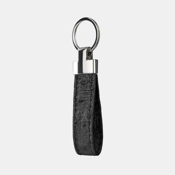 price for Keychain made of black ostrich skin with follicles